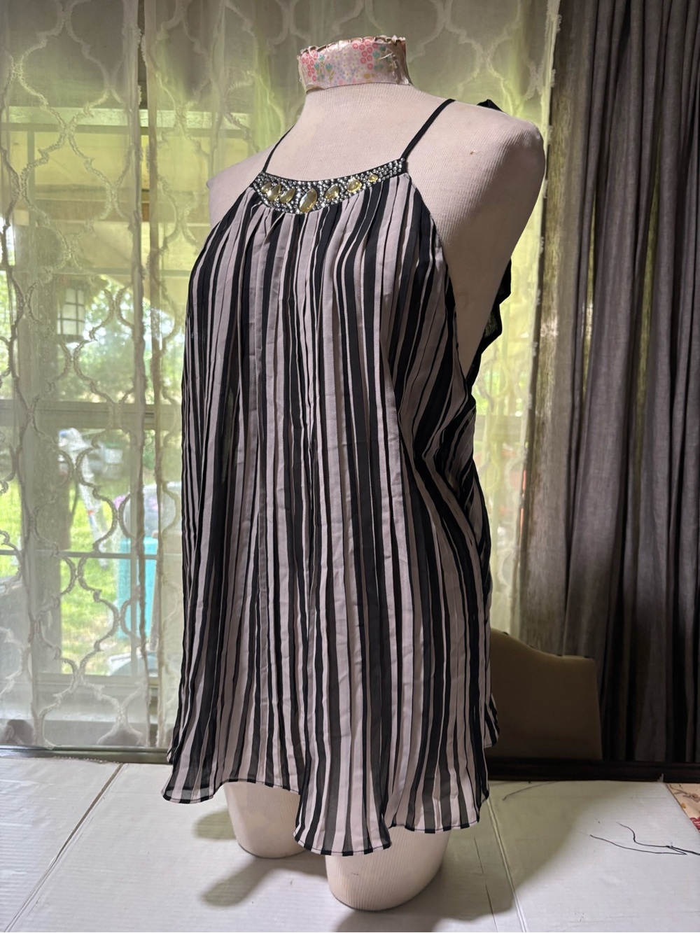 Victoria's Secret Black and White Striped Chemise